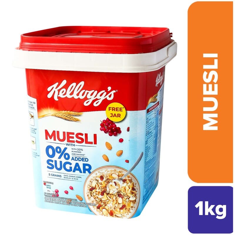 Sutkeri  Kellogg's Muesli No Added Sugar 1 Kg X 6